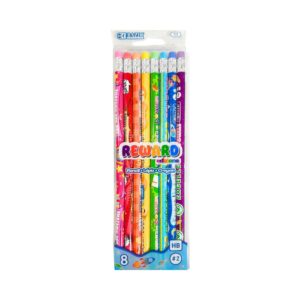8pk Wood Pencils w/ Rewards / Incentive Print & Eraser 'Bazic' [ZERO RATED]