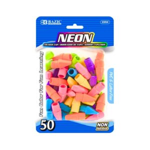 50pk Neon Cap Eraser 'Bazic' [ZERO RATED]