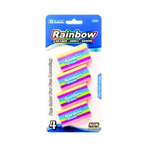 4pk Rainbow Erasers 'Bazic' [ZERO RATED]