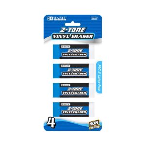 4pk 2 1/2" 2-Tone Vinyl Eraser 'Bazic' [ZERO RATED]