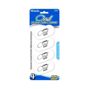 4pk White Oval Erasers 'Bazic' [ZERO RATED]