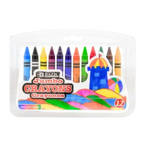12 Color Premium Quality Jumbo Crayon in Clamp Pack 'Bazic' [ZERO RATED]