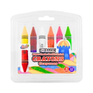 12 Color Double-Ended Premium Quality Super Jumbo Crayon 'Bazic' [ZERO RATED]