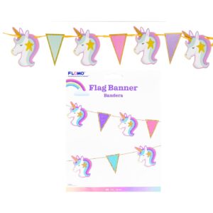 6ft / 182.8cm Unicorn Flag Banner w/ Glitters