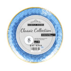 8pc 7" Plates w/ Gold Rim