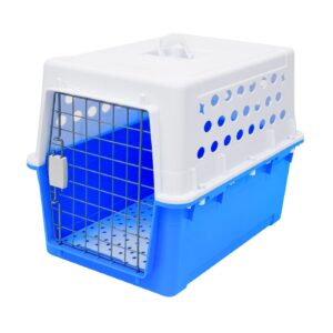 23" x 14" x 19" 2-Tone Plastic Pet Carrier (Blue / White)