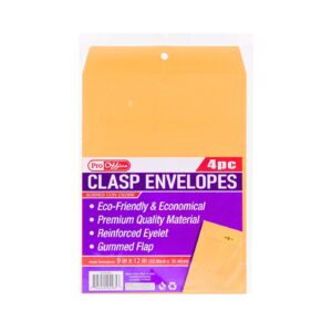 4pc 9" x 12" Yellow Envelope w/ Clasp