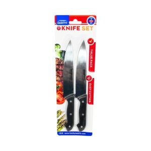 2pc 7" Blade Knife w/ Black Handle