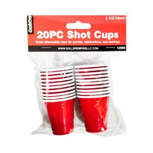 20pc 2oz Red Plastic Shot Glass