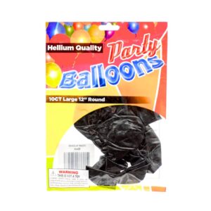 10ct 12" Standard Black Balloon (Helium Quality)