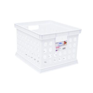 15" x 13" x 10" White Plastic Storage Crate