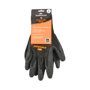 1pr Kingman Black Latex Glove w/ Crinkle (Size: Large)