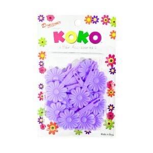 18pk Lavender Plastic Flower Hair Barrettes 'Daisy'