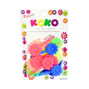 18pk Neon Color Daisy Hair Barrettes