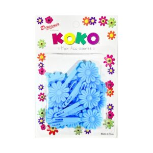 18pk Sky Blue Plastic Flower Hair Barrettes 'Daisy'