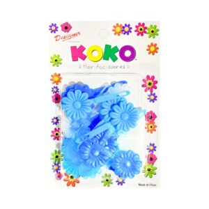 18pk Blue Mix Plastic Flower Hair Barrettes 'Daisy'