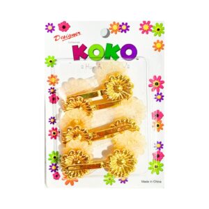 18pk Gold / Gold Glitter Plastic Flower Hair Barrettes 'Daisy'