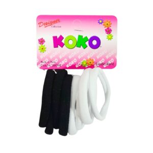 8pc Small Black / White Elastic Band w/out Metal