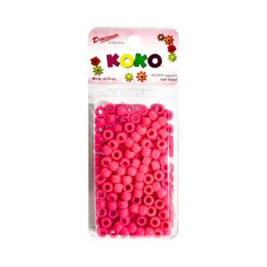 200pc Hot Pink Round Hair Beads