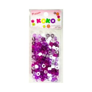 200pc Mixed Purple Round Hair Beads