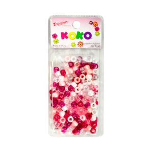 200pc Burgundy Mixed Round Hair Beads
