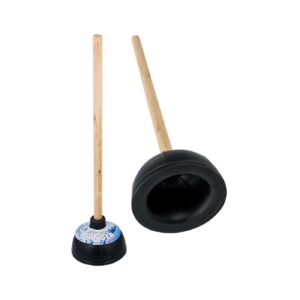 5.5" Black Heavy Duty Toilet Plunger w/ Wood Handle