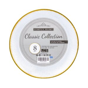 8pc 7" Clear Plates w/ Gold Rim