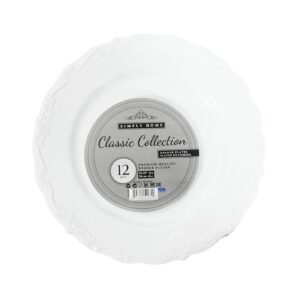 12pc 10.25" White Plastic Plate w/ Wavy Edge