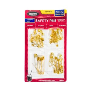 50pc Gold Safety Pin Set (20 #0, 15 #1, 10 #2, 5 #3)
