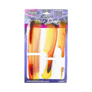 3pc 1" x 8.5", 1.75" x 8.5", 1.75" x 8.75" Fine Hair Combs
