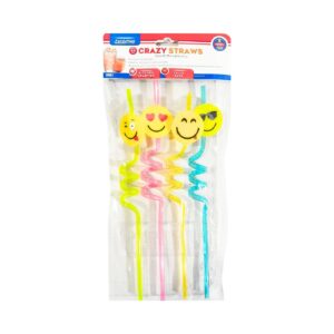 4pc 'Emoji' Crazy Straws