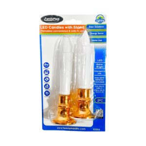 2pc 1.5" x 4.8" White LED Candle w/ Stand