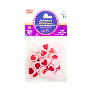30pc Pink Heart Shaped Wood Beads