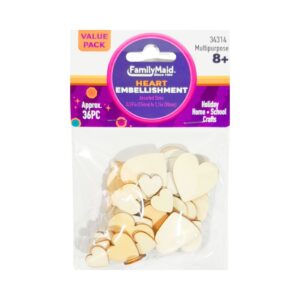 12pc Wood Heart Embellishment