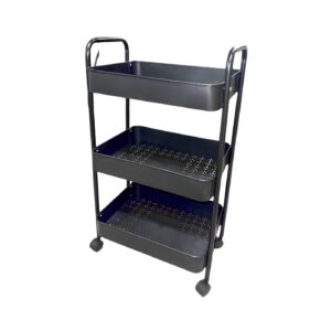 18" x 12" x 3" 3 Tier Storage Rolling Cart w/ Poly Basket & Iron Tube