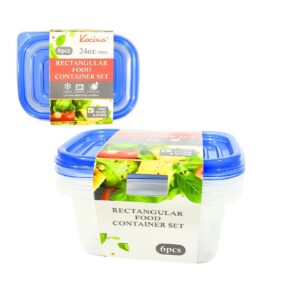 6pc 24oz / 700ml 6.4" x 4.8" x 3.1" Rectangular Food Container & Cover Set