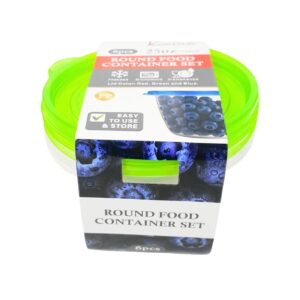 6pc 25oz / 750ml 5.5" x 3.3" Round Food Container & Cover Set