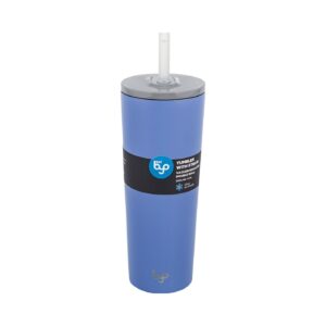 24oz Vacuum Insulated Double Wall Blue Tumbler w/ Straw