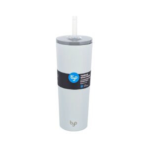 24oz Vacuum Insulated Double Wall Gray Tumbler w/ Straw