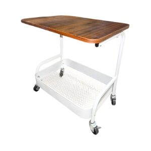 16.5" x 11.5" x 17.5" Single Layer Natural Storage Cart Side Table w/ Wheels