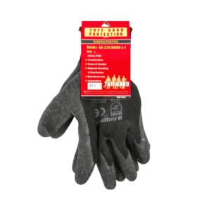 1pr 10 Gauge Large Black Knit Latex Coat Gloves 'Tuff Gard'