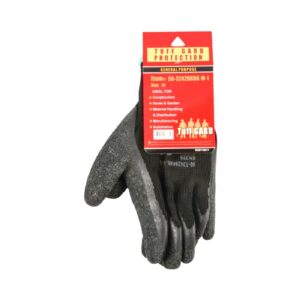 1pr 10 Gauge Medium Black Knit Latex Coat Gloves 'Tuff Gard'