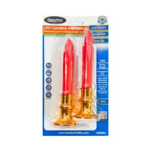 2pc 1.5" x 4.8" Red LED Candle w/ Stand