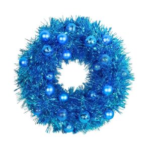 15" Tinsel Covered X'mas  Wreath w/Ball