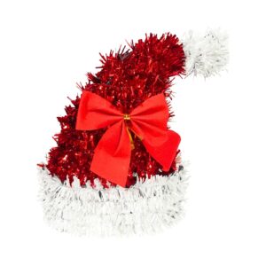 3.5"x5" Tinsel Covered Santa Hat Decoration