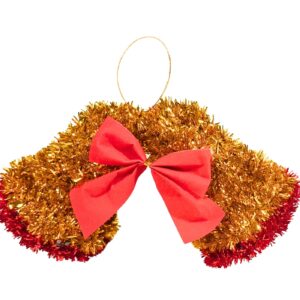 4"x7" Tinsel Covered Twin X'mas Bell Decoration