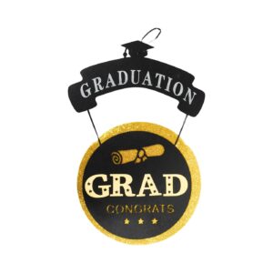 11.75" Black/Gold Round Felt Graduation Decoration