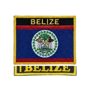 3.25"x3.25" Stitchwork Patch '/Belize Flag on Pole'