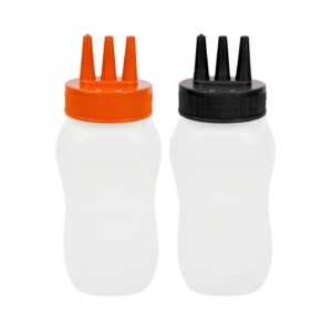 2pk 6" Condiments Bottle w/3 Nozzles and Rectangular Basre