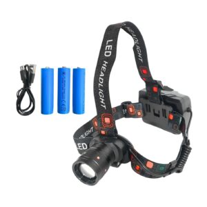 High Power 3 Modes Headlight w/3 Rechargeable Batteries